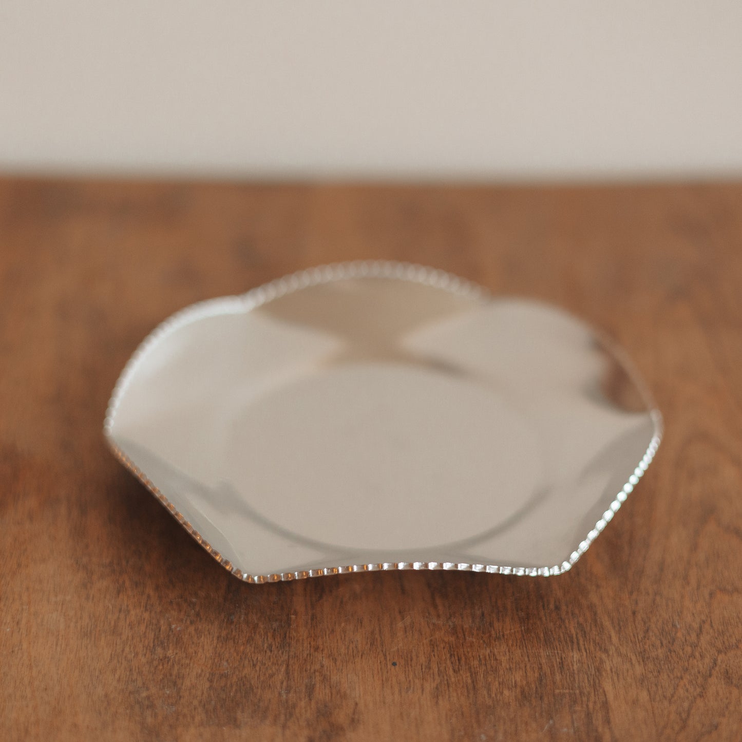 Fluted Metal Dish with Leaf Engraving