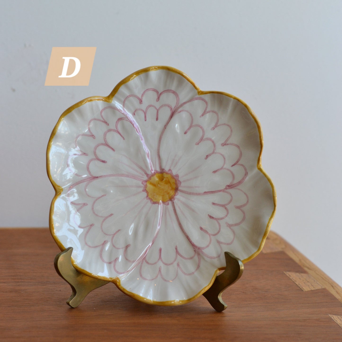 Rice | Hand Painted Floral Plate with Yellow Edge