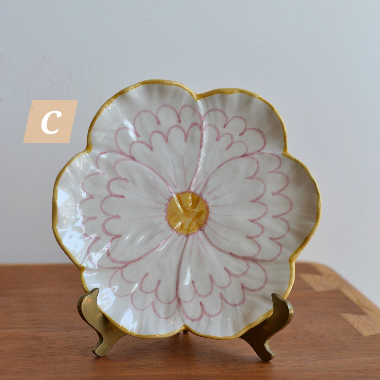 Rice | Hand Painted Floral Plate with Yellow Edge