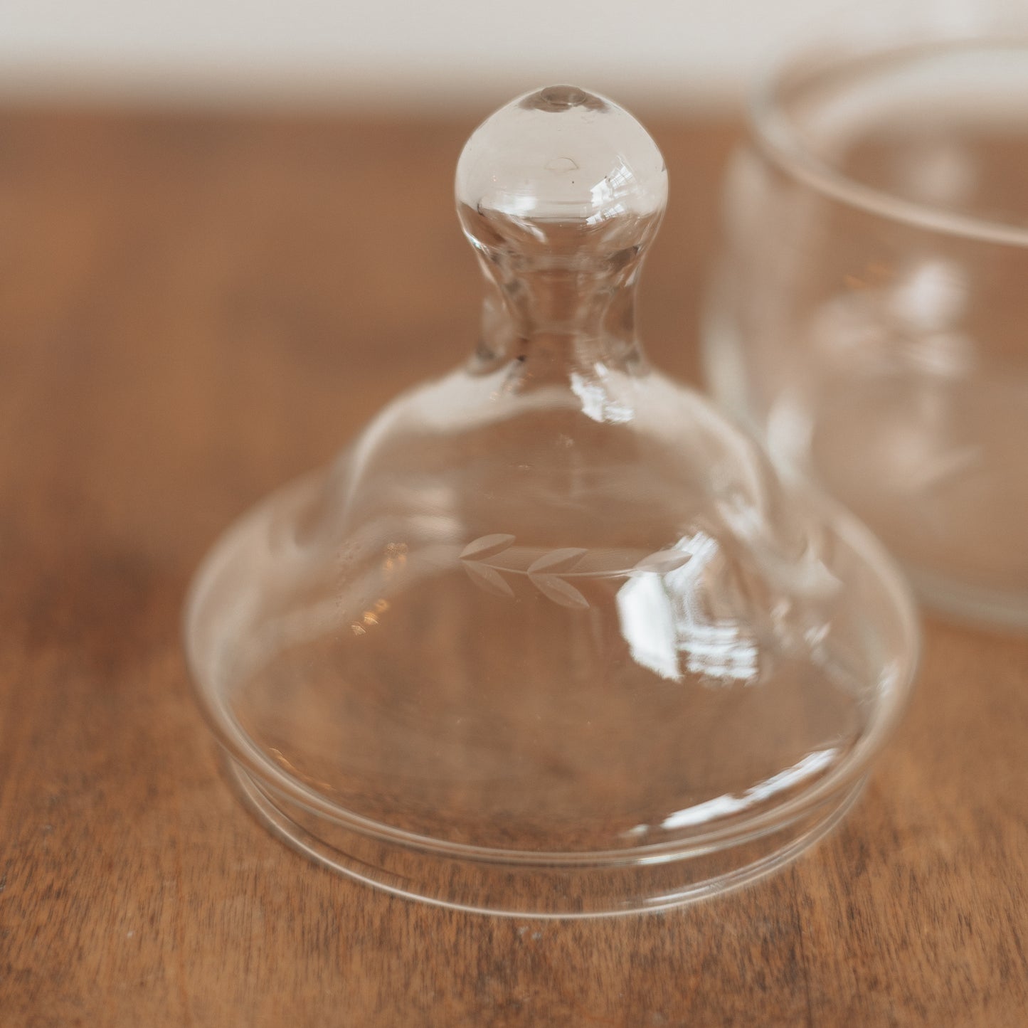 Etched Glass Lidded Jar