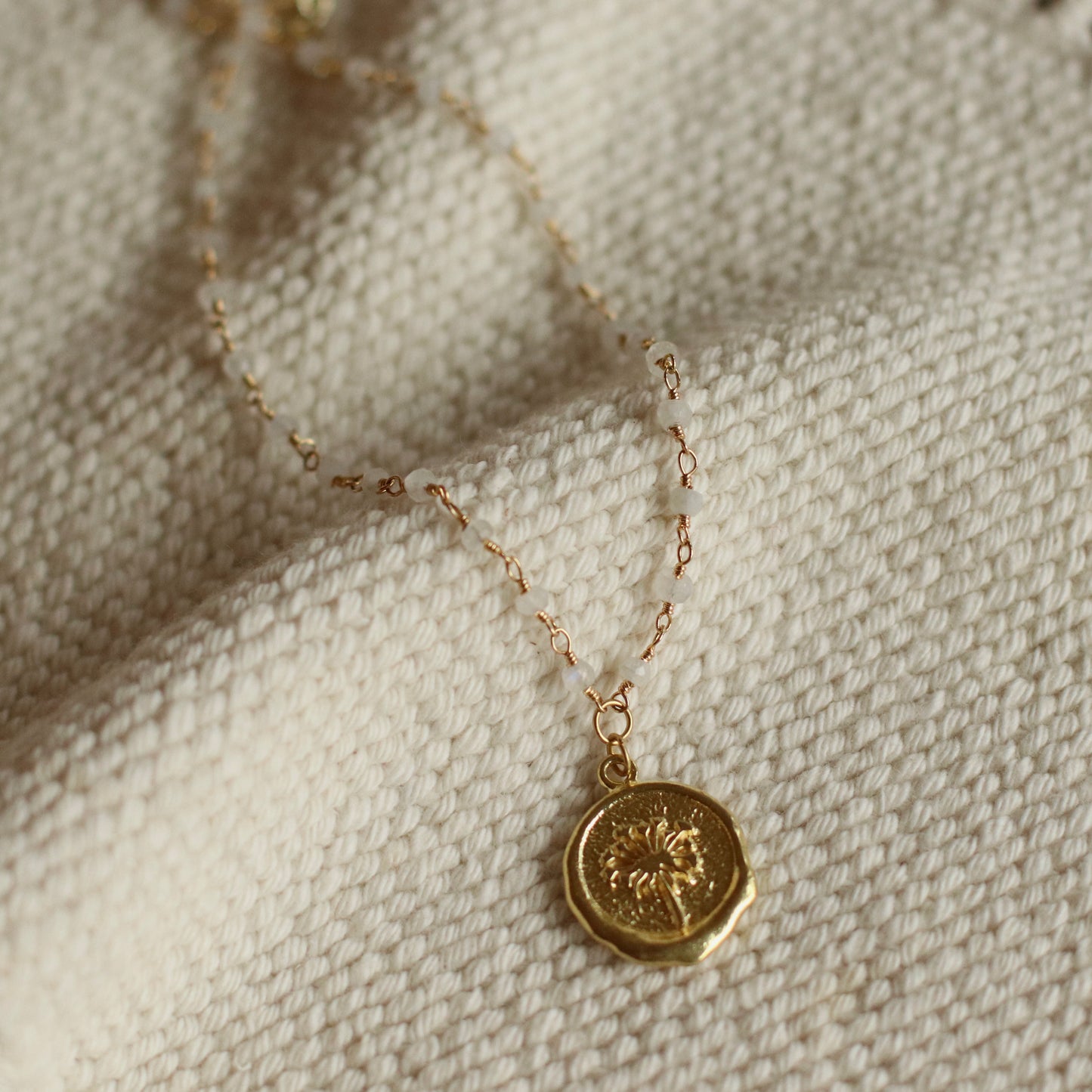 Santore | Flower Stem Wax Seal Moonstone Necklace