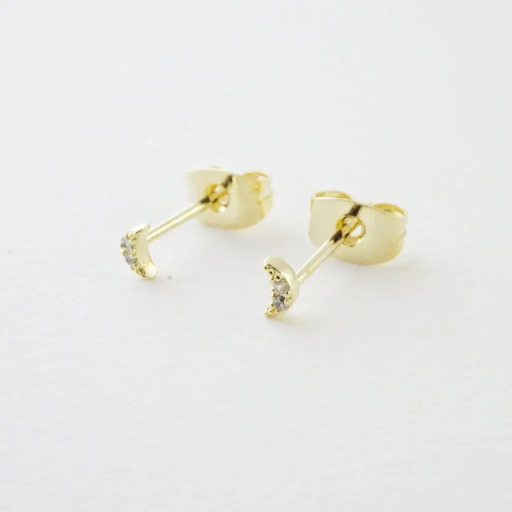 Honeycat Jewelry | Mini Moon Crystal Studs
