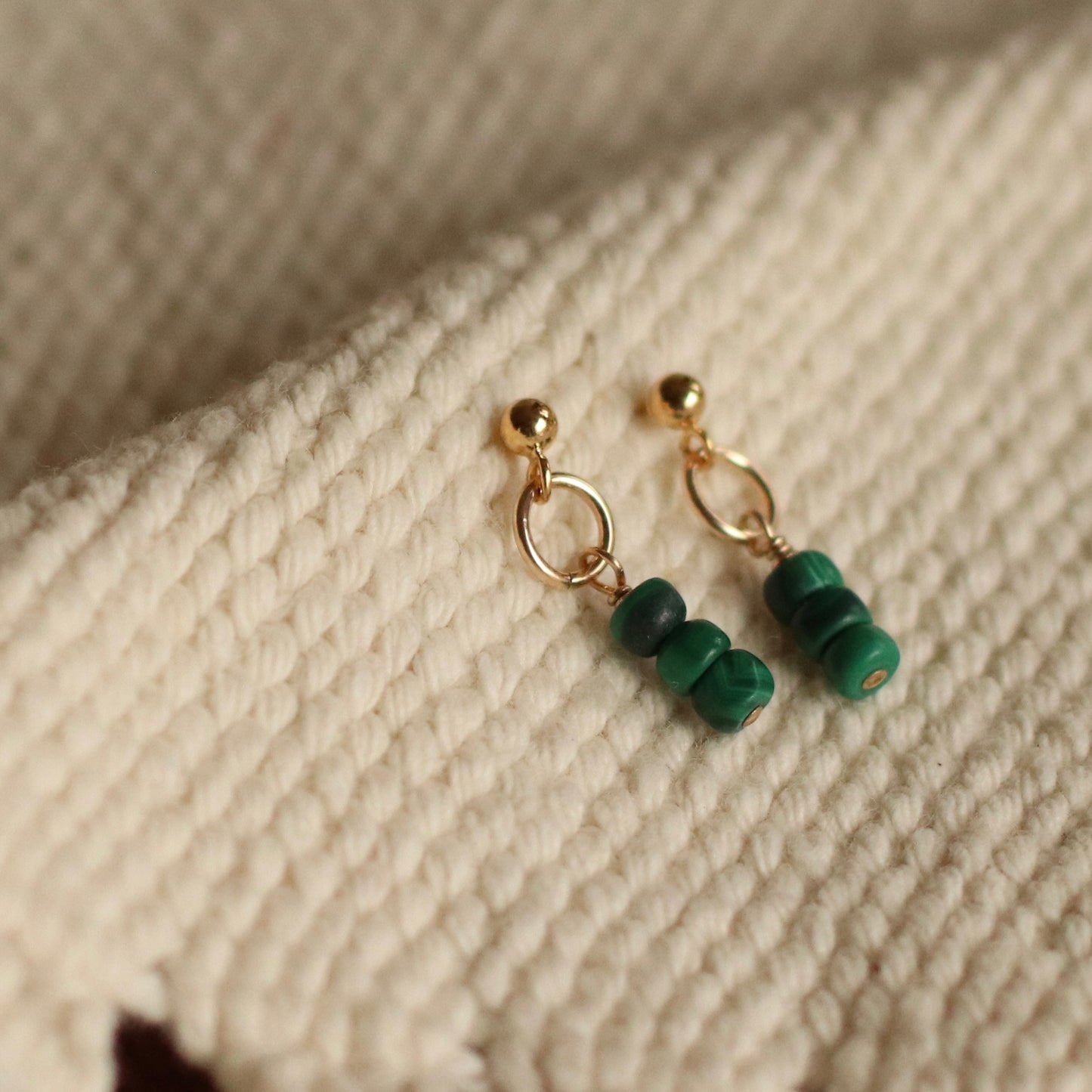 Cire’ Alexandria | Malachite Gemstone Drops, 14K Gold Filled