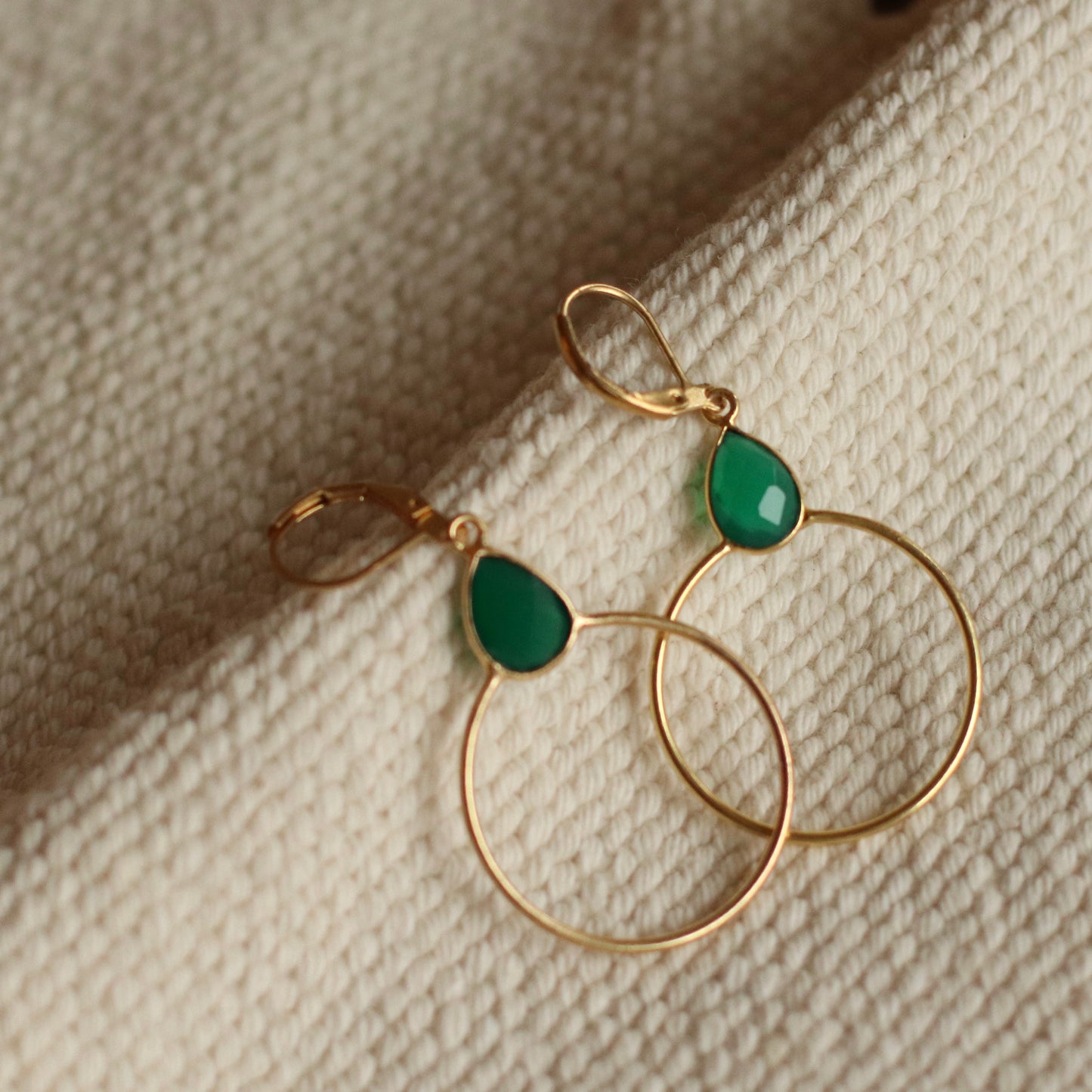 Santore | Halo Green Onyx Gemstone Drop Earrings