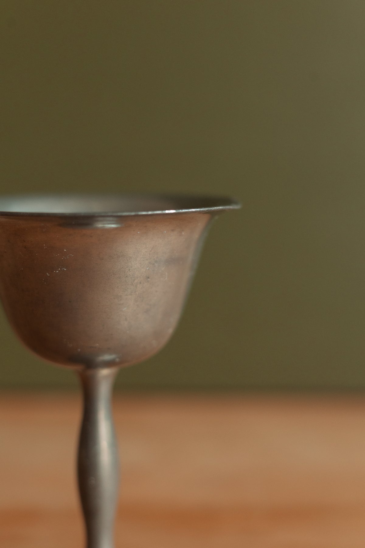 Antique Polished Pewter Wine Chalice