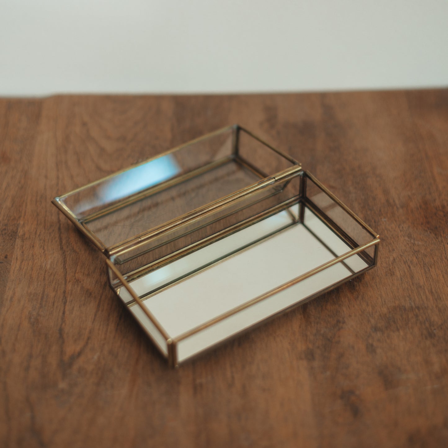 Brass and Glass Mirrored Jewelry Box