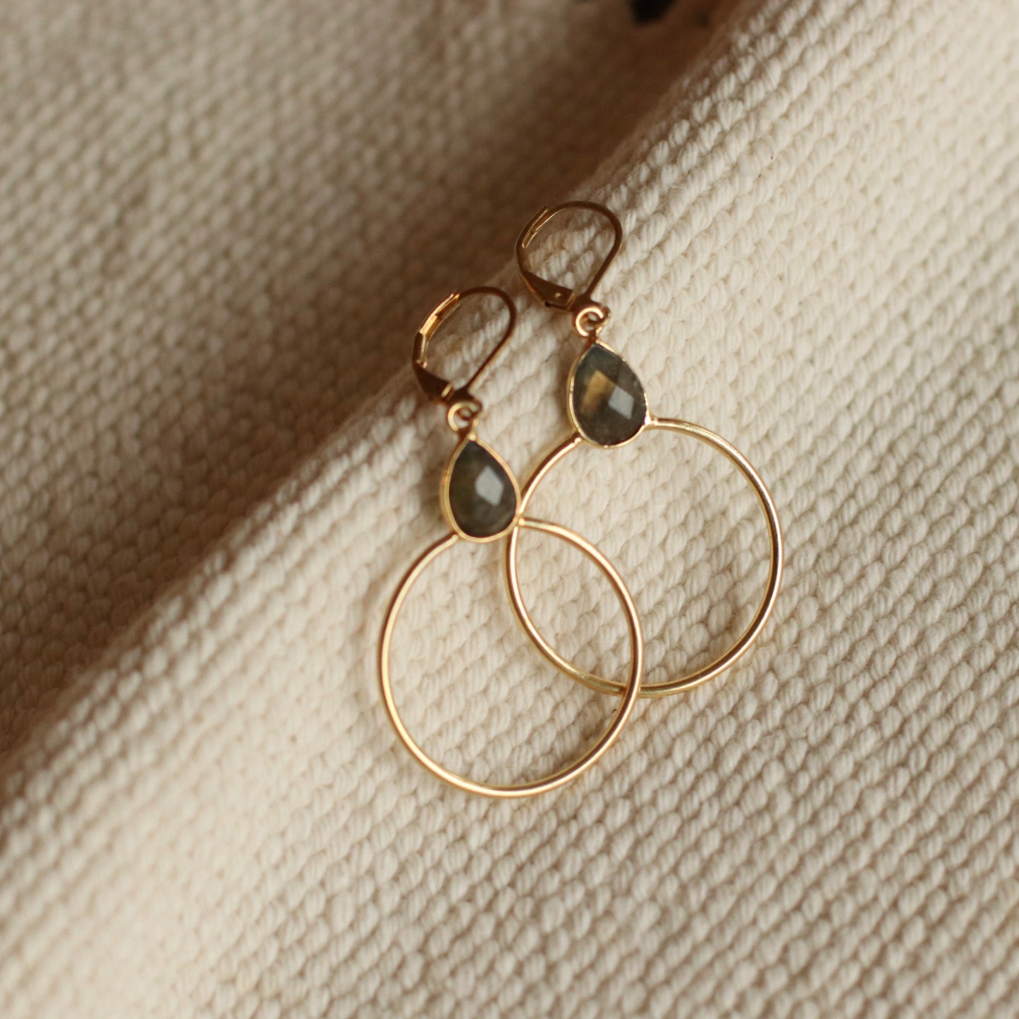 Santore | Halo Labradorite Gemstone Drop Earrings