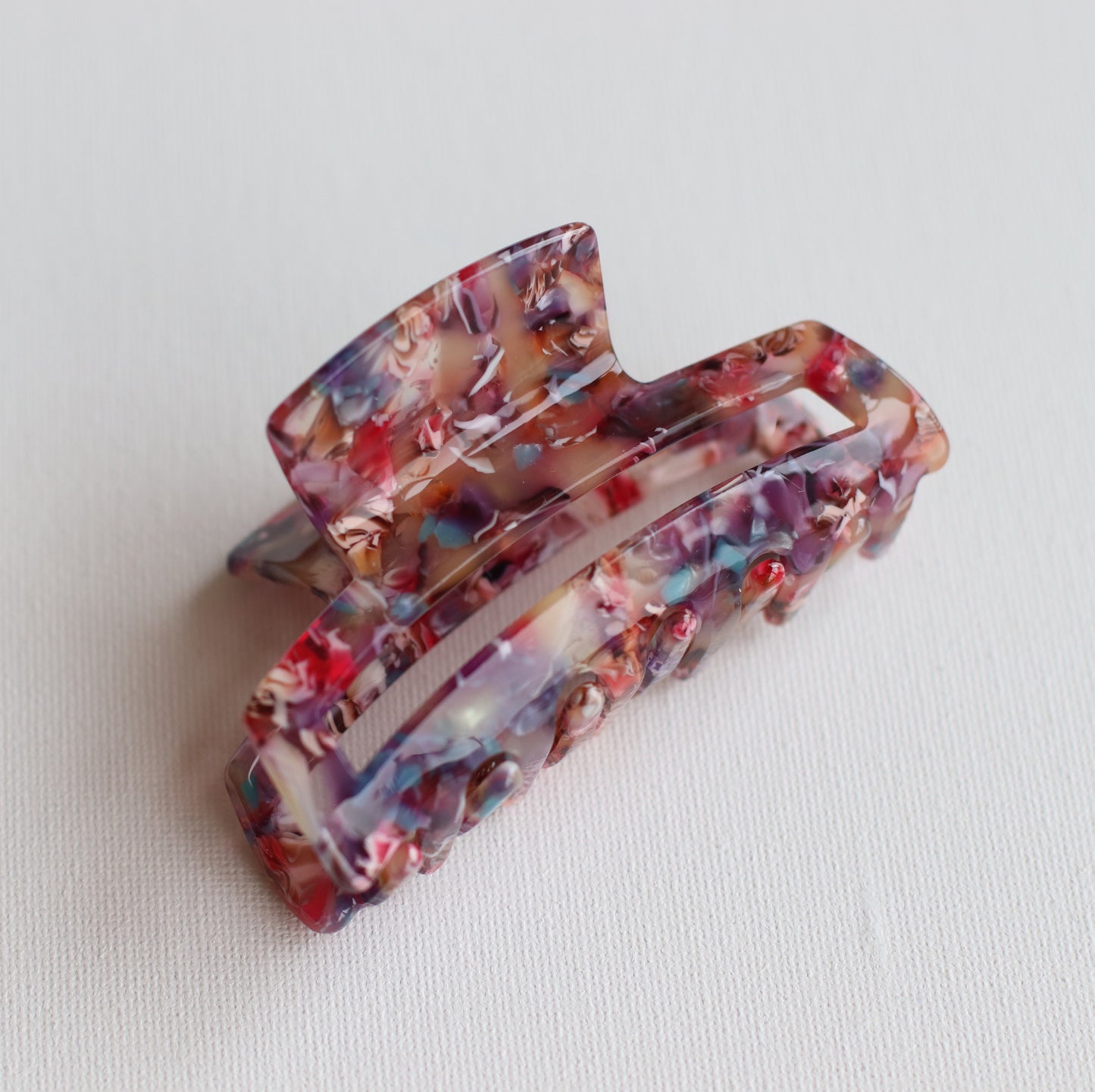 Anarchy | Cut-Out Rectangular Hair Clip in Multi Colored Marble