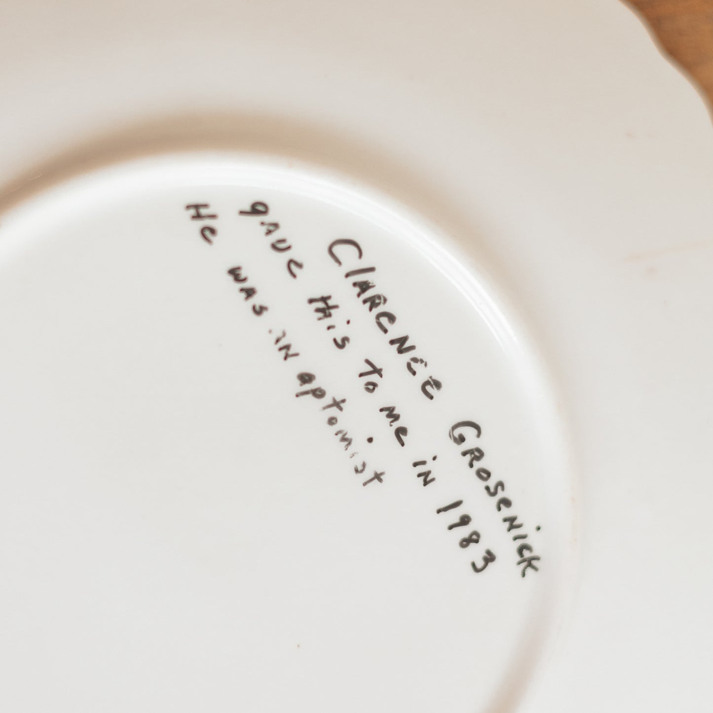 Decorative Plate with Handpainted Green and Gold Rim