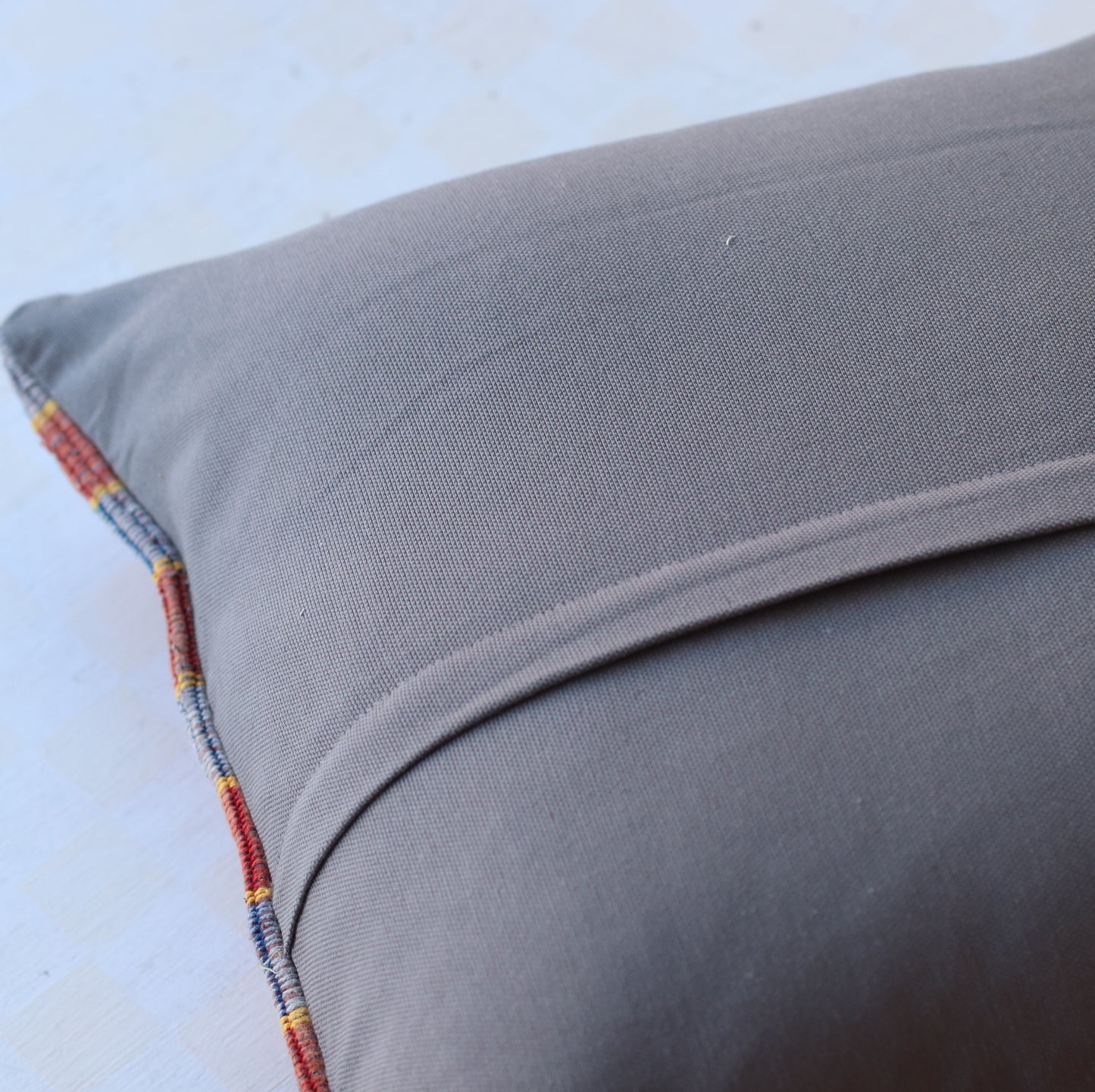 Kilim Pillow | Rust, Yellow, Blue Check, includes insert, 18"
