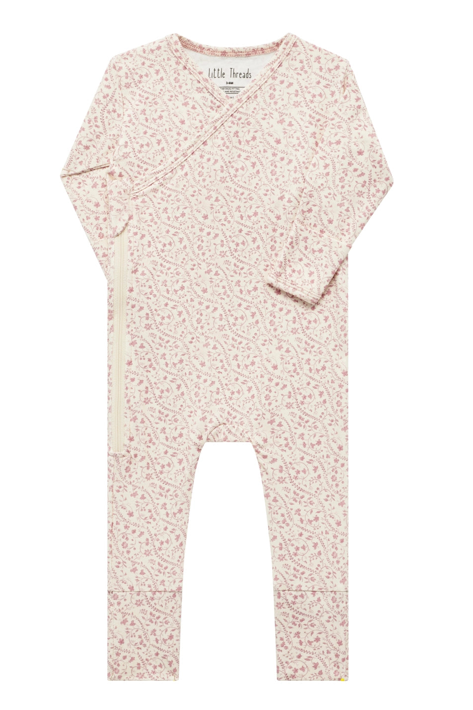 Little Threads | Mauve Heirloom Vine Bamboo Wrap Footie