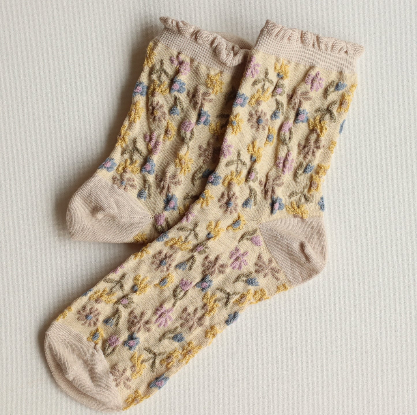 Tiepology | Love Floral Casual Sock, Beige