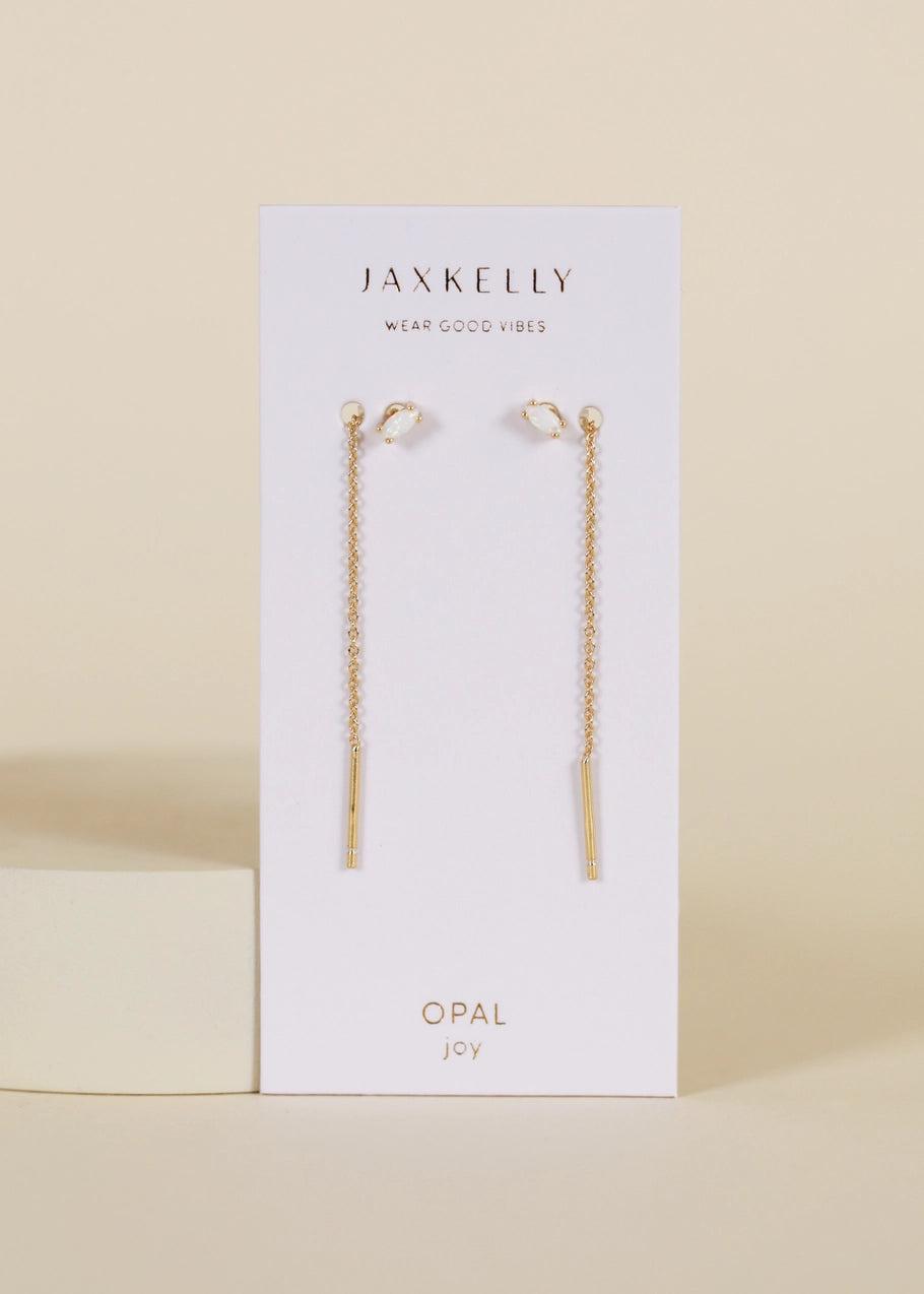 Jax Kelly | Studded Threaders, White Opal