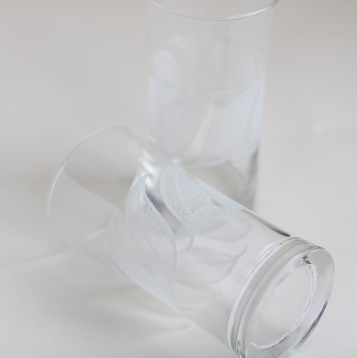 Pair of White Leaf Design Tumblers