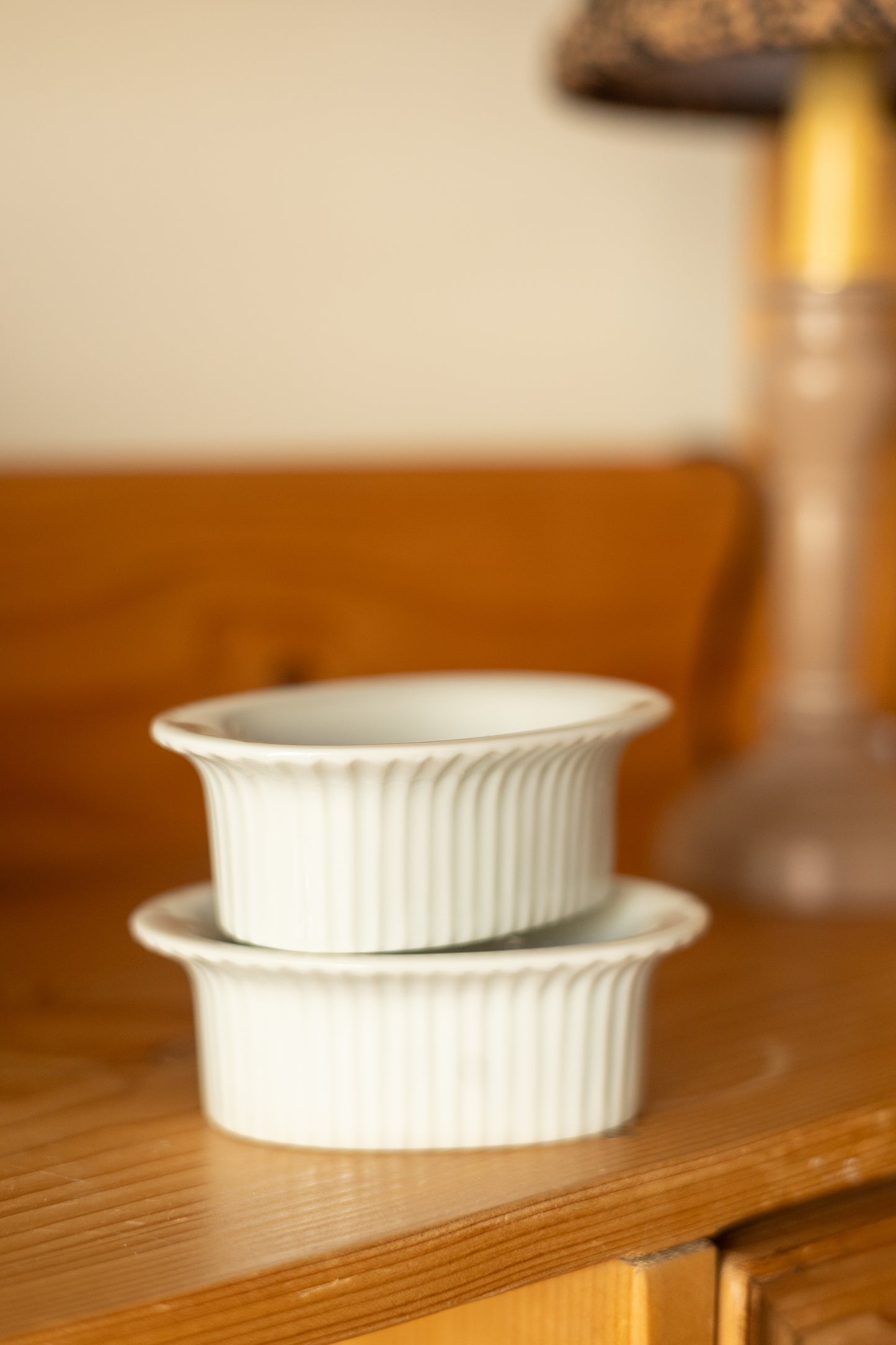 Pair of White Ceramic Butter Dishes