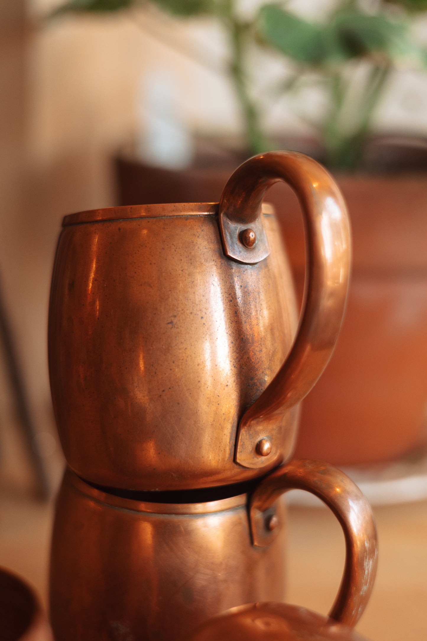 Primitive Copper Mugs, Set of 4