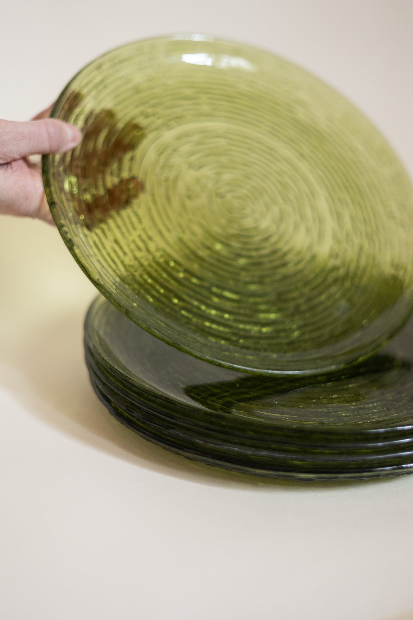 Anchor Hocking Vintage Green Plates, Set of 5