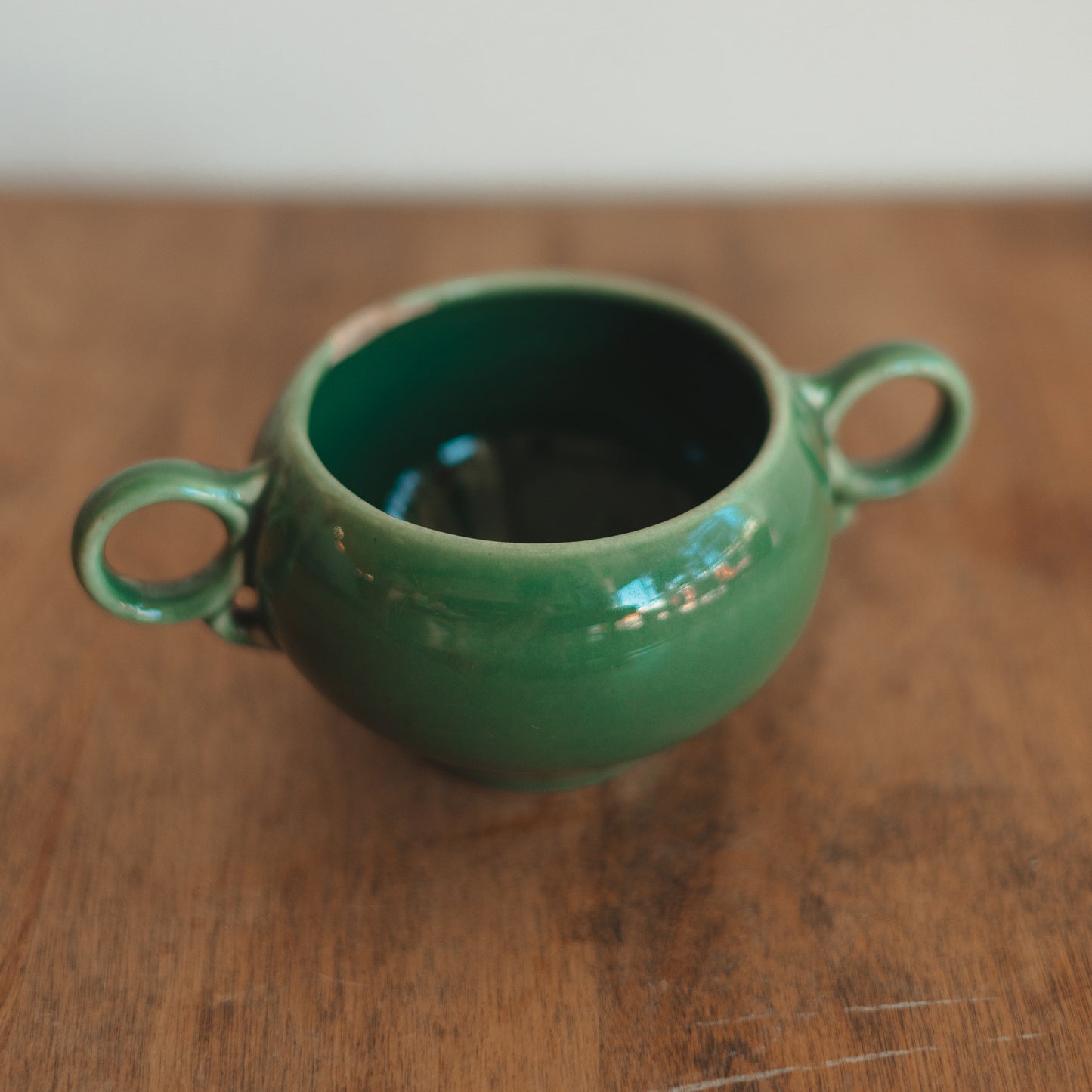 Loop Handled Green Planter Pot