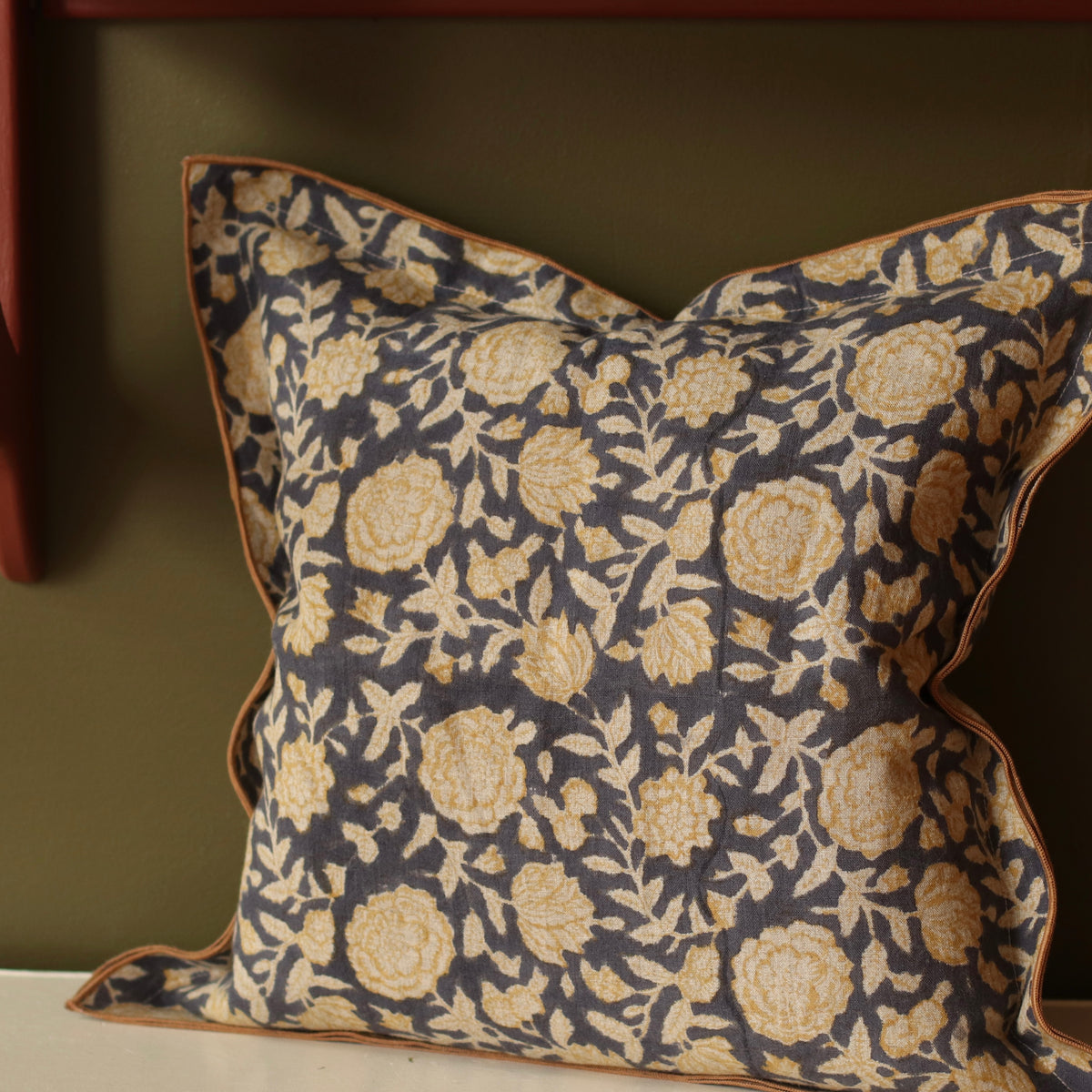Dune Pillows | Block Print Riva Linen Pillow, 16"