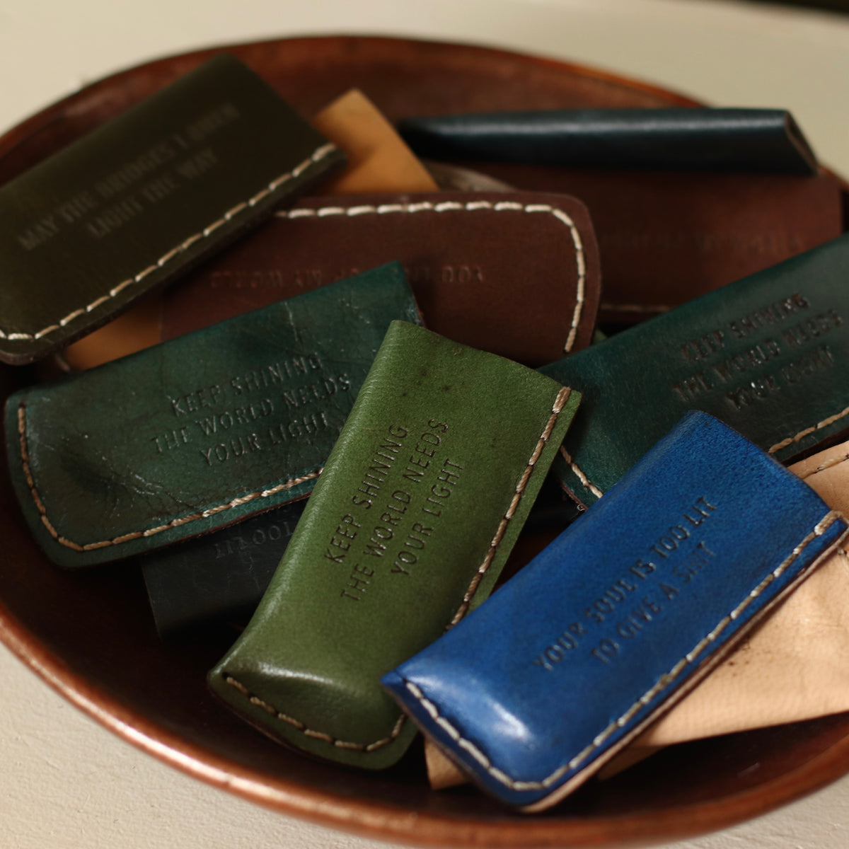 Dune Accents | Leather Lighter Cases with Embossed Quote, picked at random