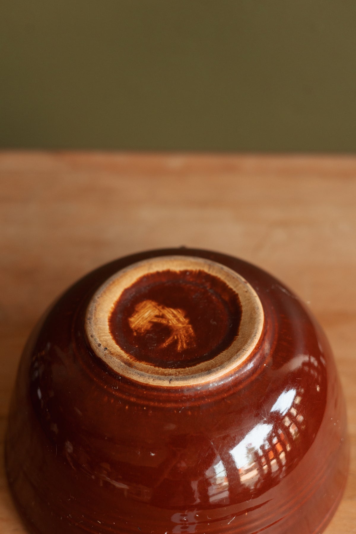 Brown Glazed Stoneware Mixing Bowl