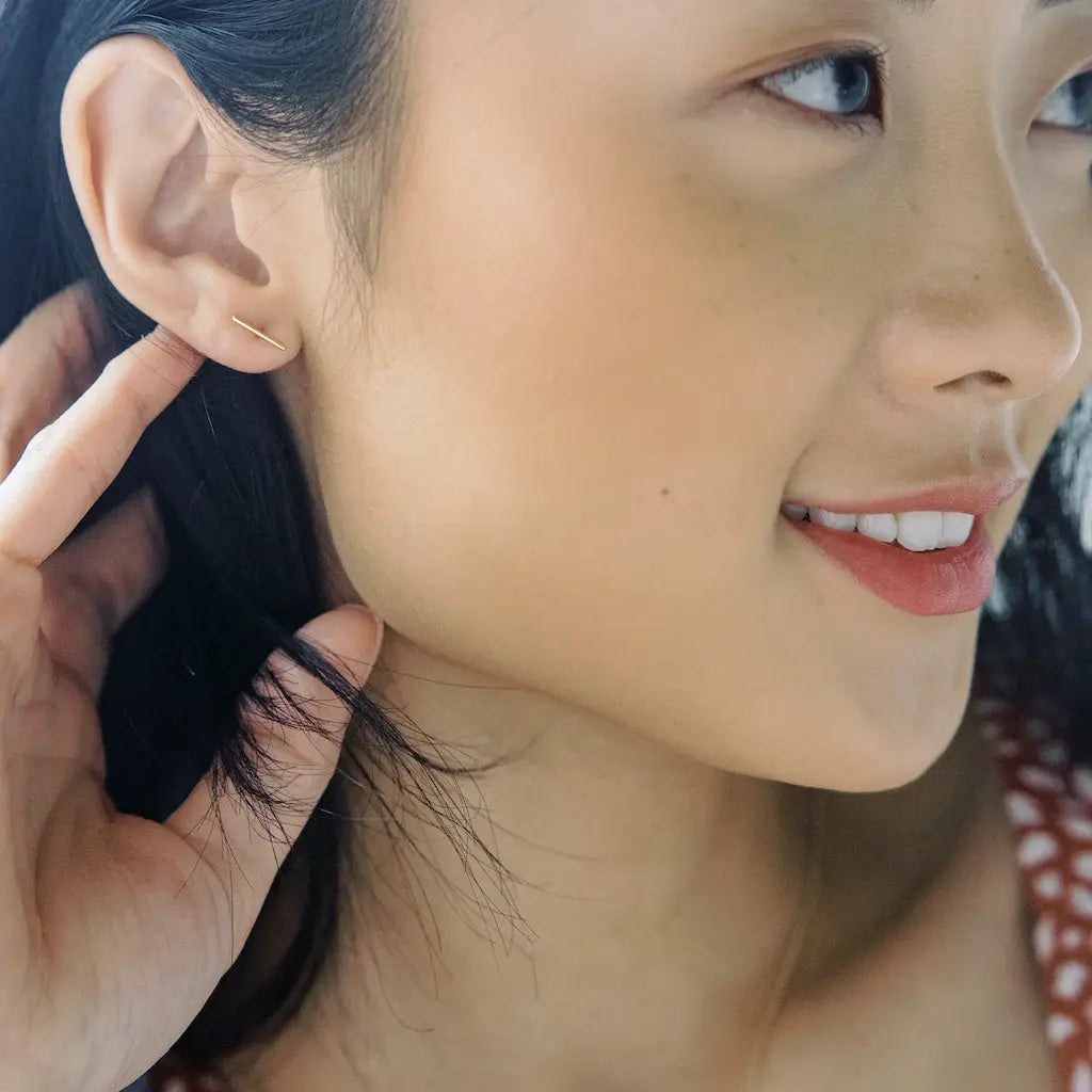 Honeycat Jewelry | Skinny Midi Bar Earrings
