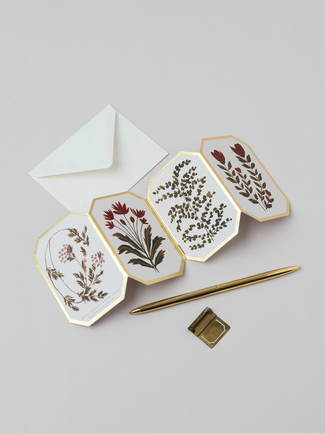Katie Housley | Red Flower Botanical Mini Accordion Card