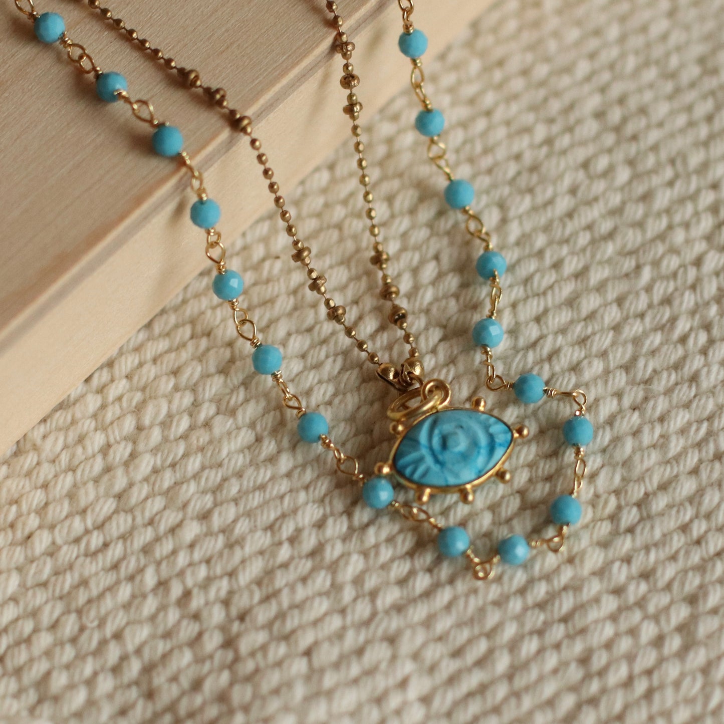 Santore | Turquoise Guardian Layered Necklace with Eye of Protection Pendant