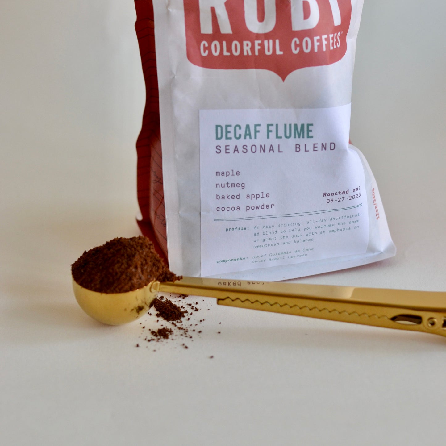 Fort & Field | Gold Metal Coffee Scoop with Clip