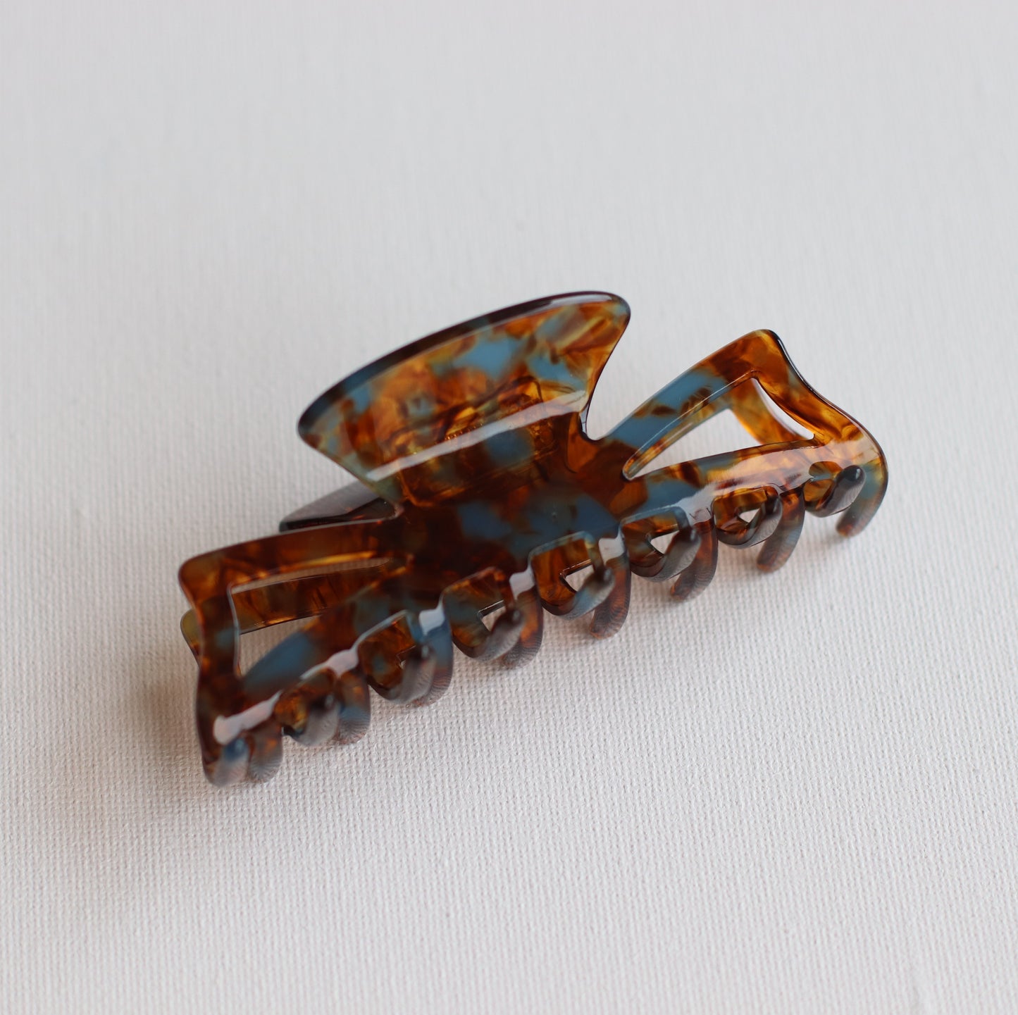 Anarchy | Bow Hair Clip in Brown and Teal Marbling