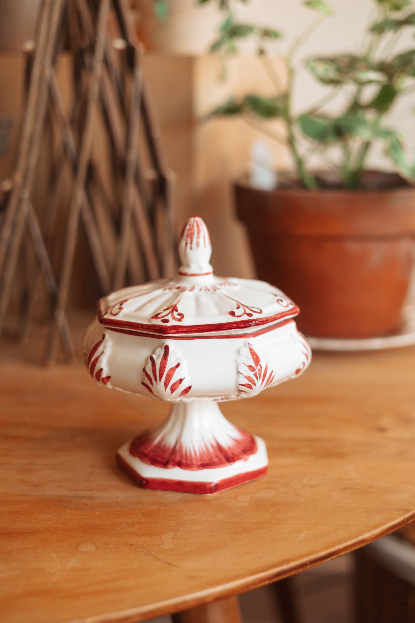 Portuguese Hand Painted Lidded Candy Dish