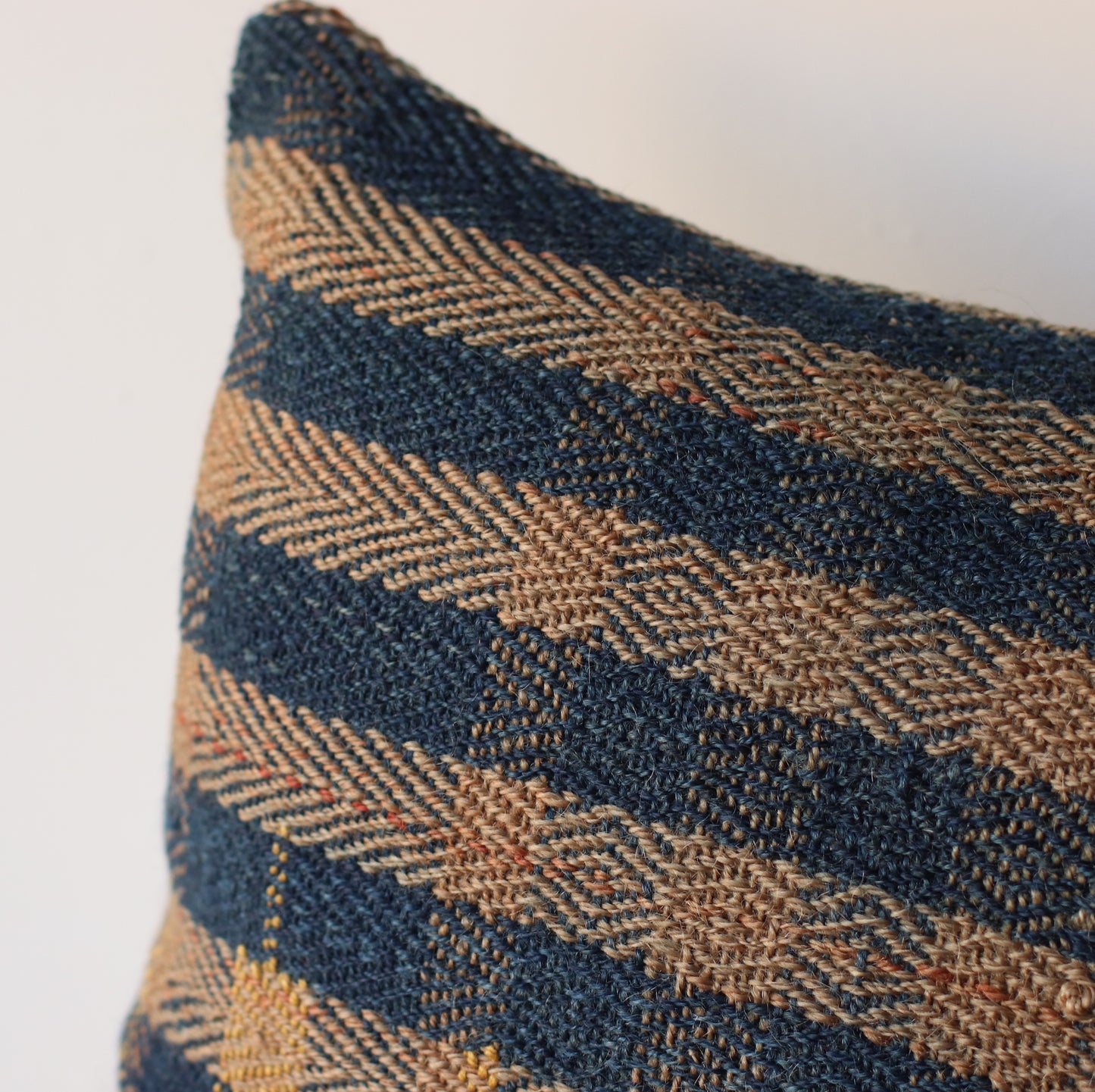 Kilim Pillow | Navy and Goldenrod Check, includes insert 16"