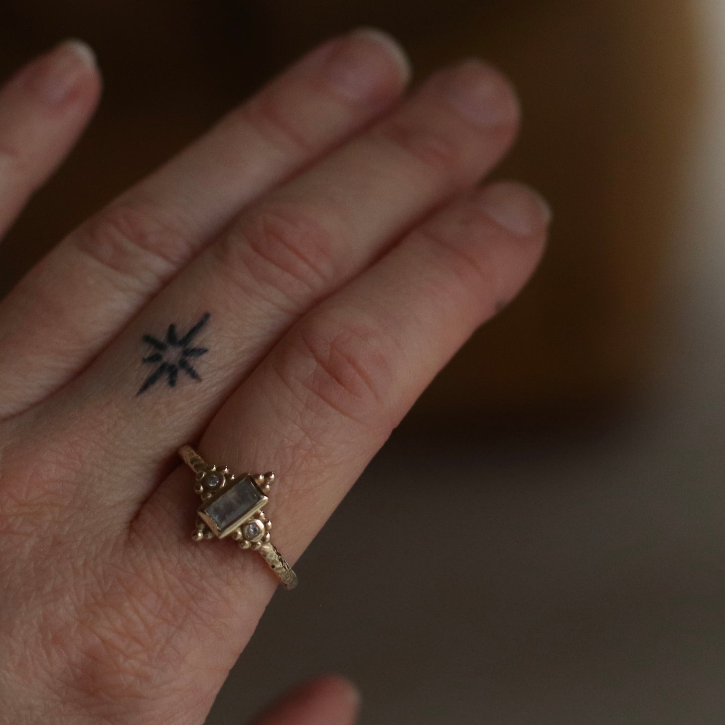 Baizaar | Royal Moonstone Ring, Brass