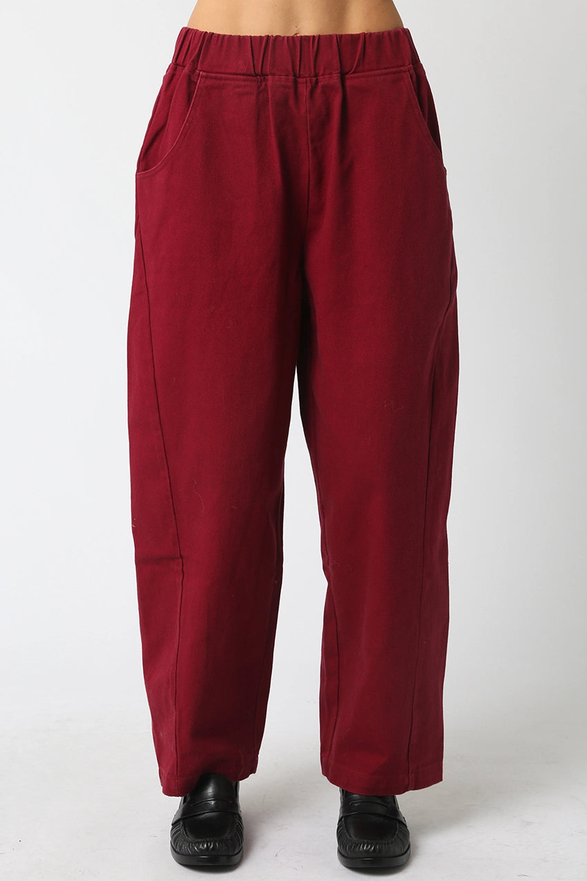 Cotton Balloon Trousers, Deep Red