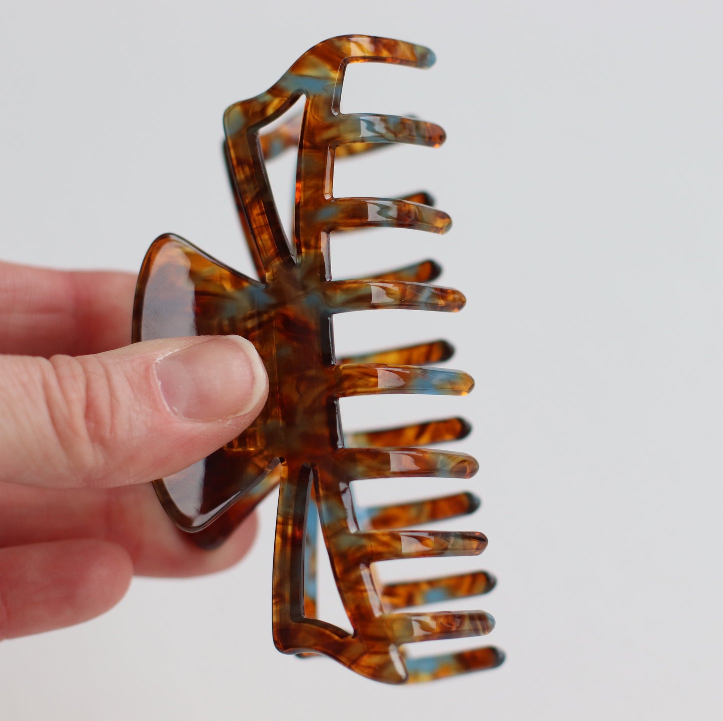 Anarchy | Bow Hair Clip in Brown and Teal Marbling