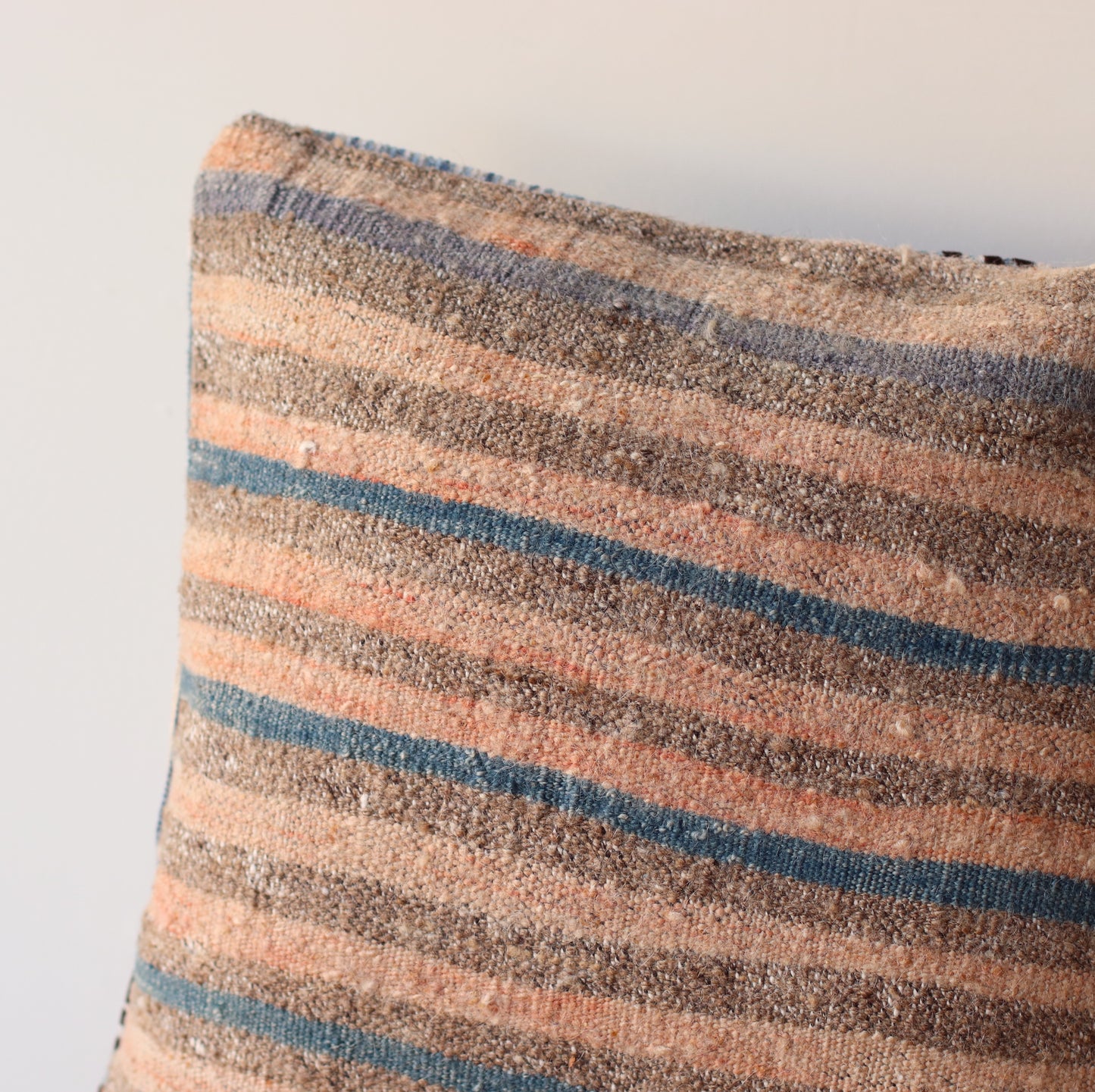 Kilim Pillow | Pale Blush and Blue Stripe, includes insert, 16"