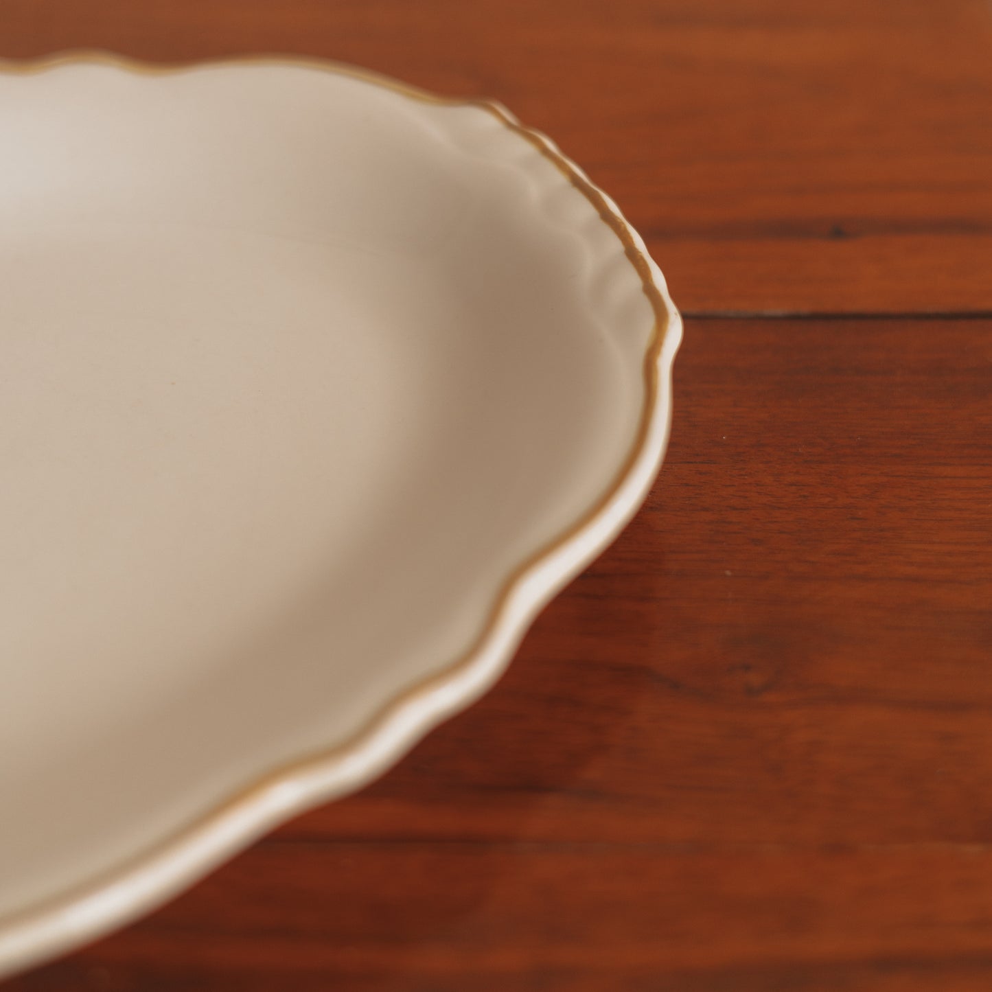 Cream Serving Platter with Handpainted Edge