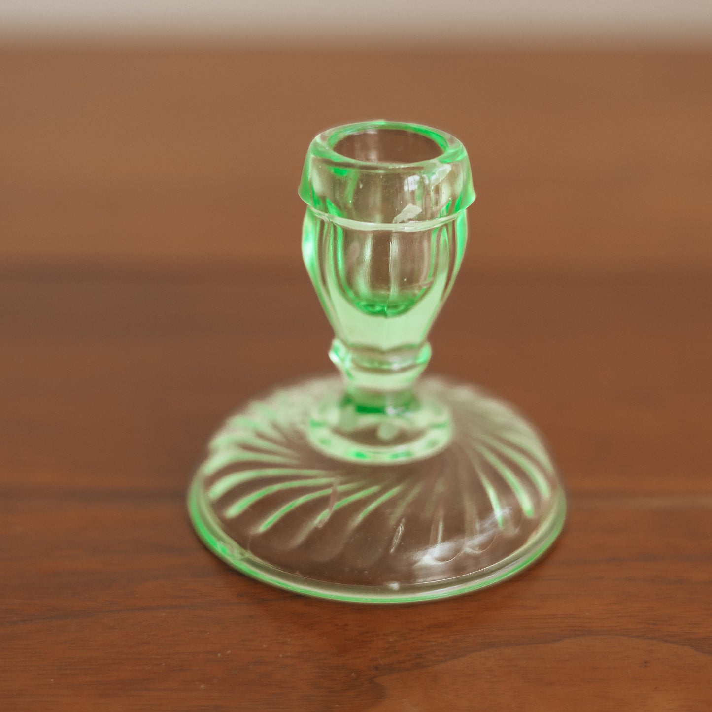 Green Glass Candlestick Holder