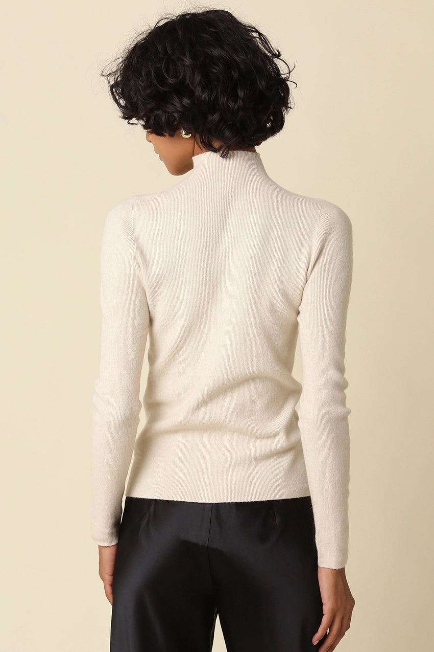 Cream Mock Neck Sweater