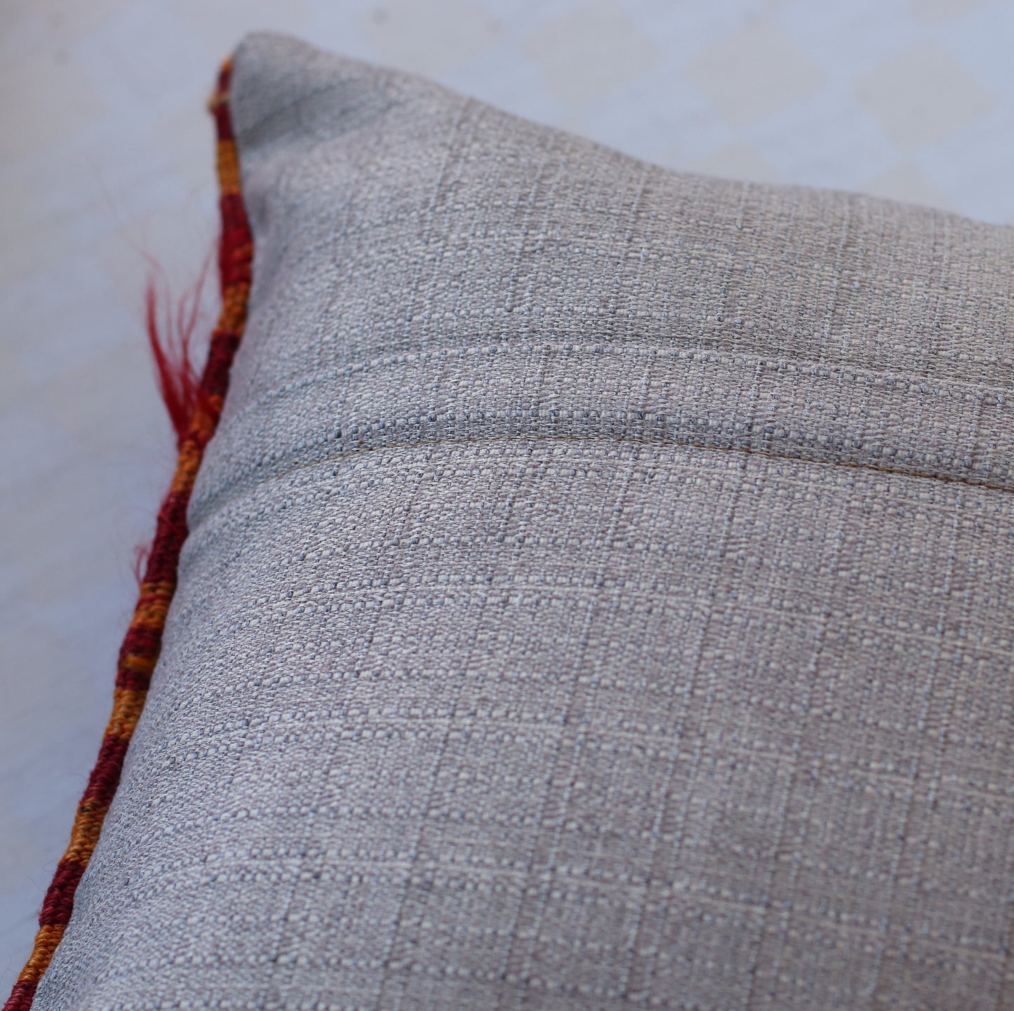 Kilim Pillow | Energetic Red and Orange Textured, includes insert, 16"