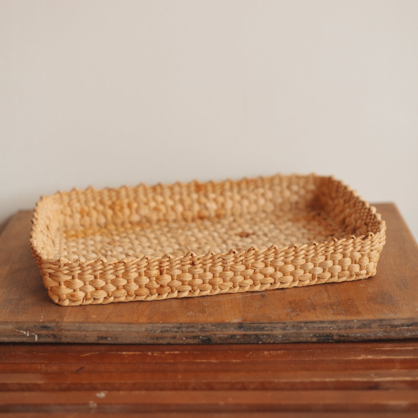 Shallow Woven Grass Desk Tray