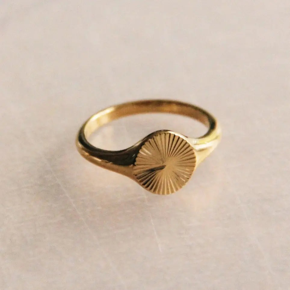 Bazou | Stainless Steel Circle Faceted Ring, size 7
