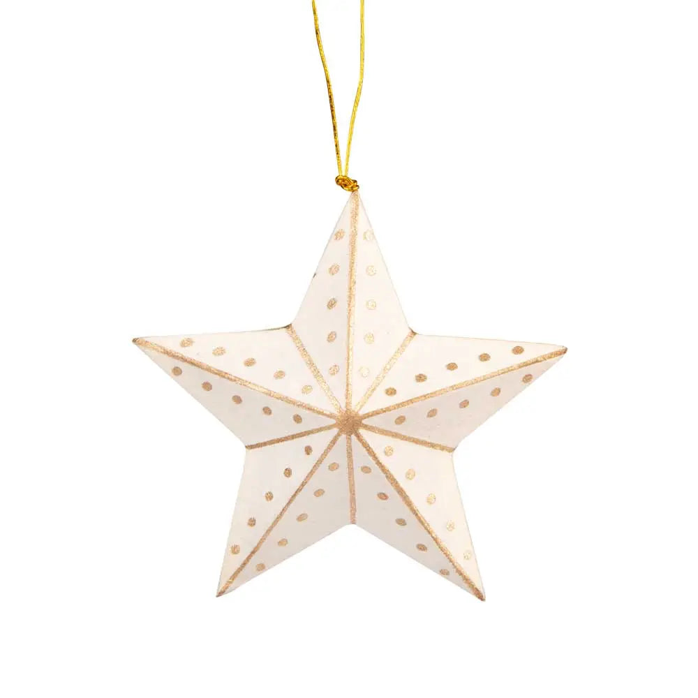 Ten Thousand Villages | Gold and White Star Ornament