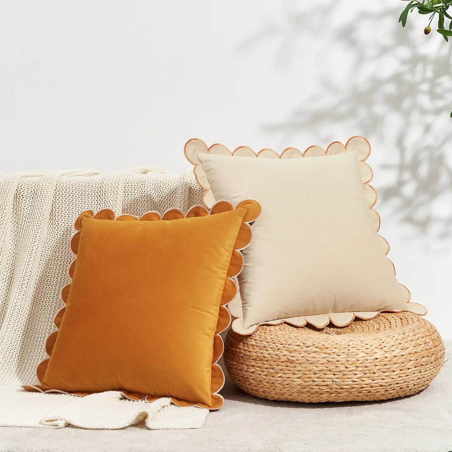 Monday Moose |18” Scalloped Edge Pillow, choose your color, Cream or Dune
