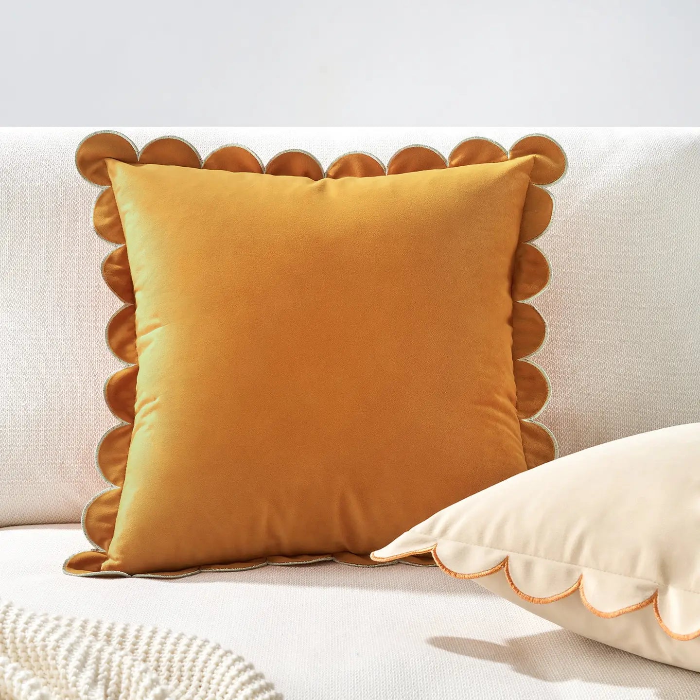 Monday Moose |18” Scalloped Edge Pillow, choose your color, Cream or Dune