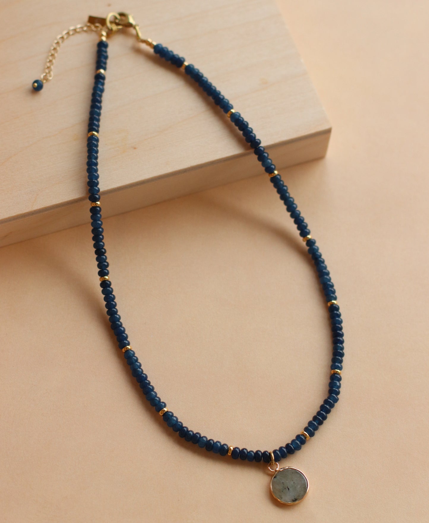Cire' Alexandria | Blue Jade Necklace with Labradorite Pendant