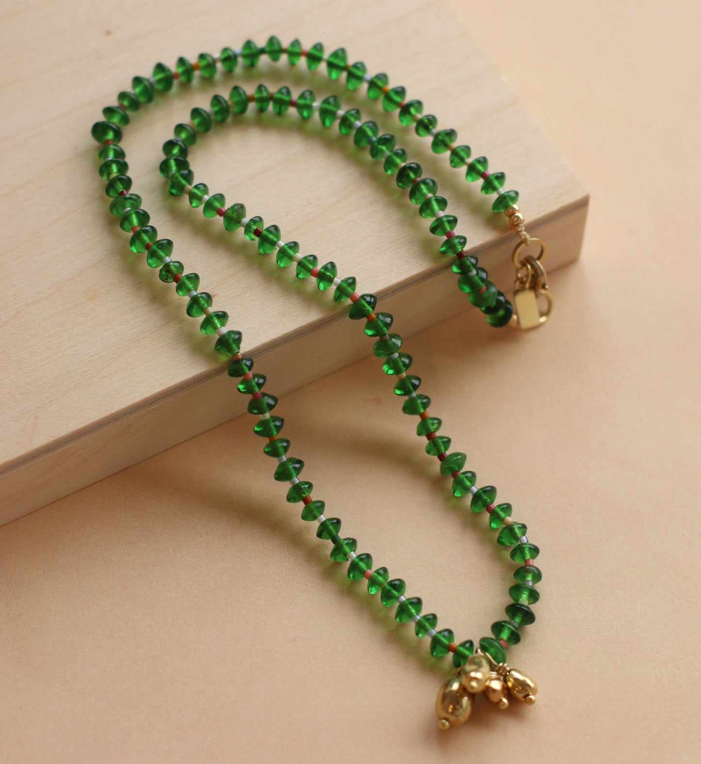 Cire' Alexandria | Green Glass Trade Bead Necklace