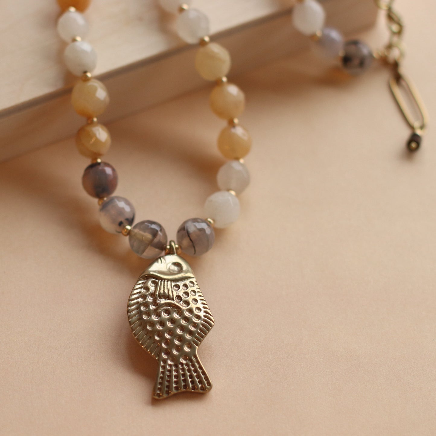 Cire' Alexandria | Faceted Genuine Yellow Opal with Brass Fish Charm