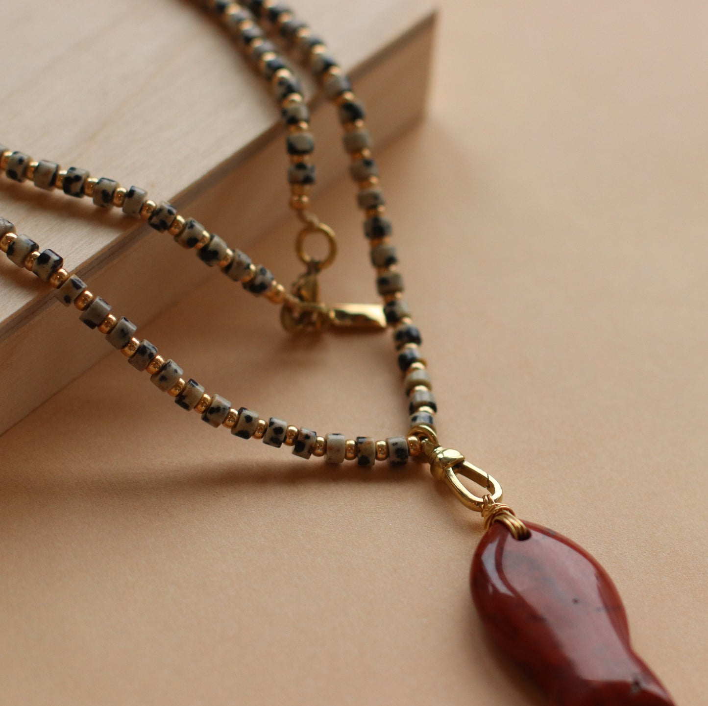 Cire' Alexandria | Genuine Dalmatian Jasper and Red Jasper Necklace
