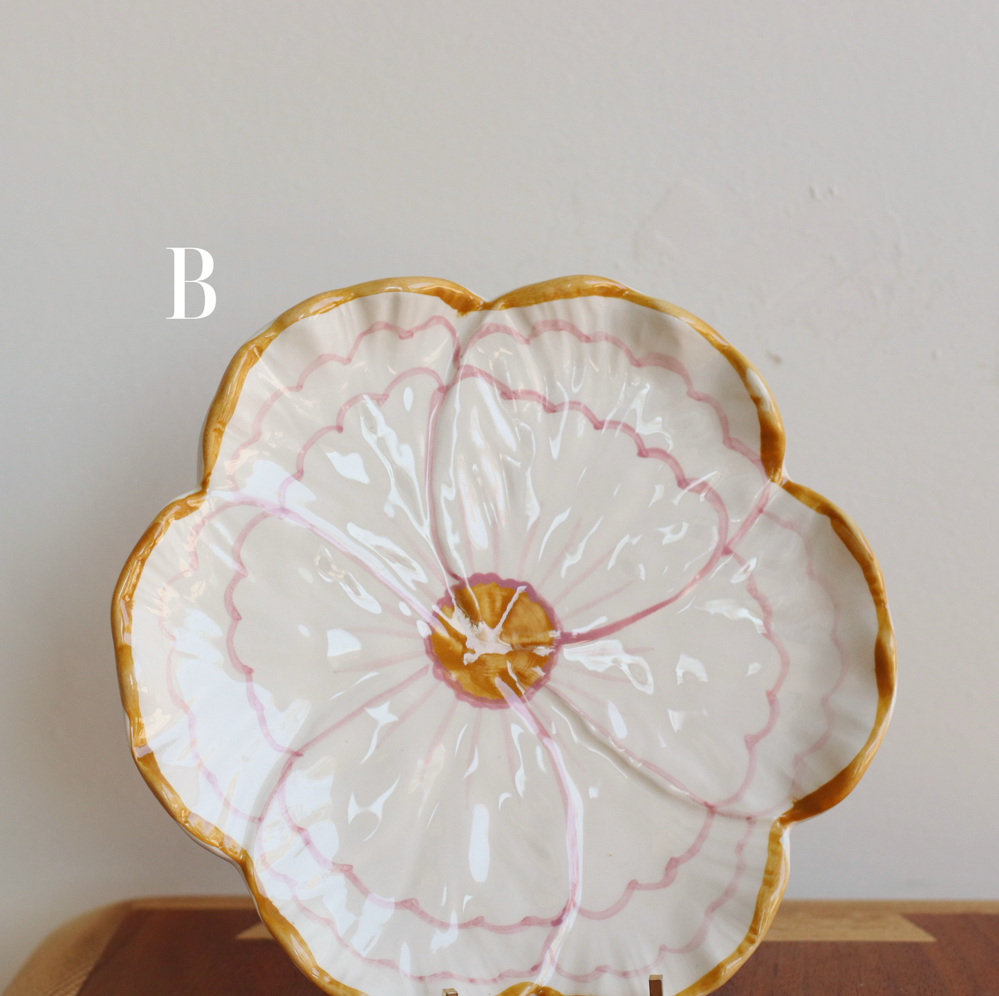 Rice | Hand Painted Floral Plate with Yellow Edge